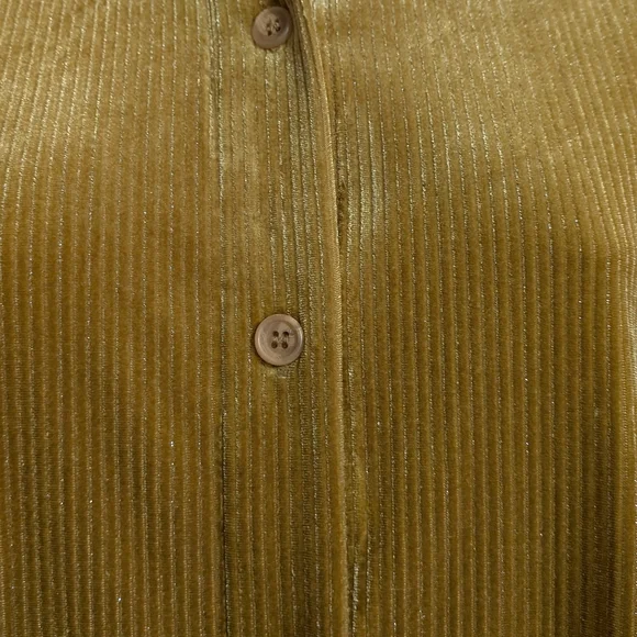 Soft Surroundings Textured Velvet Boyfriend Shirt Women's Large Amber Yellow - Picture 9 of 10